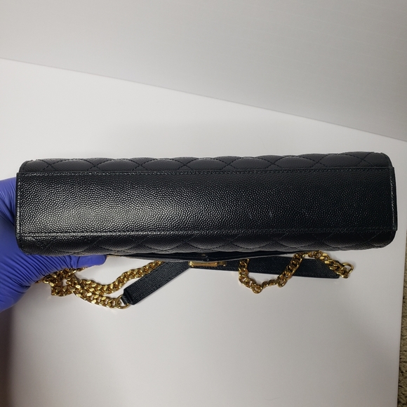 YSL Envelope Medium Chain Bag in Mix Matelassé Grain De Poudre Embossed Leather - Picture 6 of 16